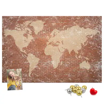 Korková tabule Mapa světa na cihle