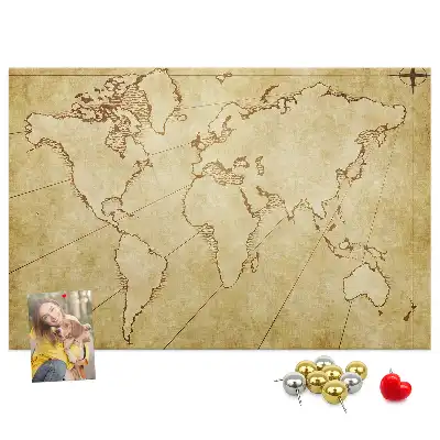 Korková nástěnka s motivem staré mapy světa