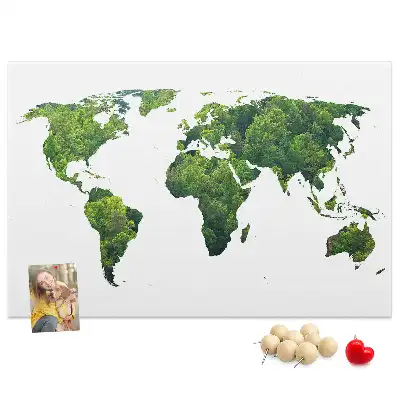 Korková nástěnka ve tvaru mapy zelený les