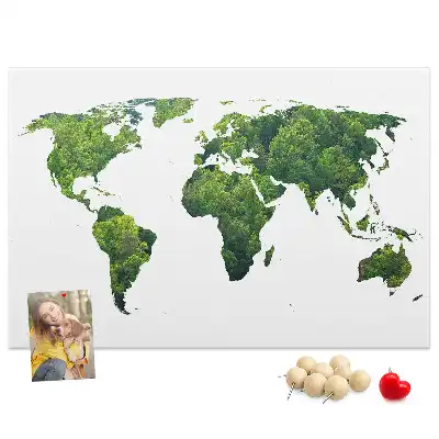 Korková nástěnka ve tvaru mapy zelený les