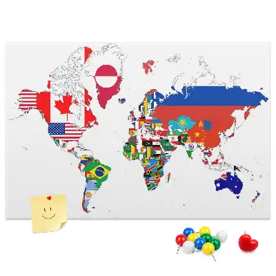 Korková tabule Mapa státních vlajek