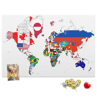 Korková tabule Mapa státních vlajek