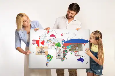Korková tabule Mapa státních vlajek