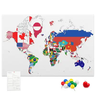 Korková tabule Mapa státních vlajek