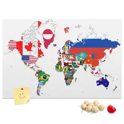 Korková tabule Mapa státních vlajek
