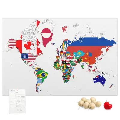 Korková tabule Mapa státních vlajek