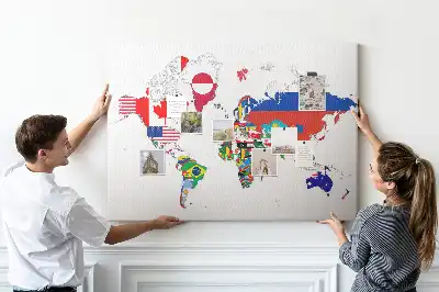 Korková tabule Mapa státních vlajek