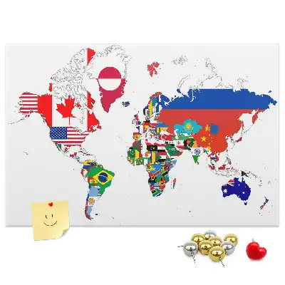 Korková tabule Mapa státních vlajek