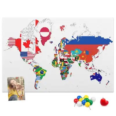 Korková tabule Mapa státních vlajek