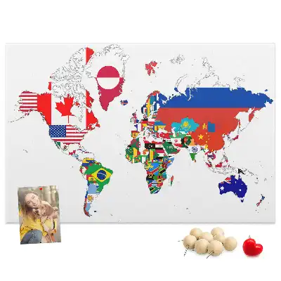 Korková tabule Mapa státních vlajek