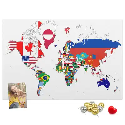 Korková tabule Mapa státních vlajek