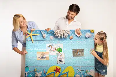 Korková nástěnka s motivem mušlí a pláže