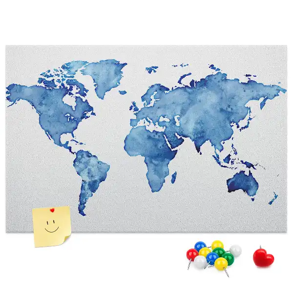 Korková tabule Mapa světa s akvarelem
