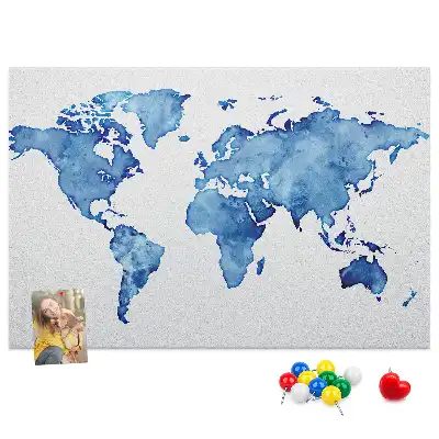 Korková tabule Mapa světa s akvarelem