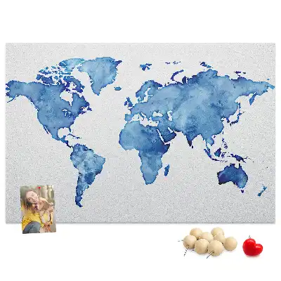 Korková tabule Mapa světa s akvarelem
