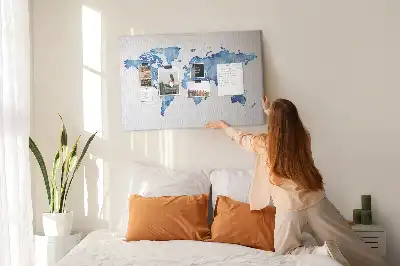 Korková tabule Mapa světa s akvarelem