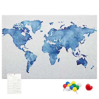 Korková tabule Mapa světa s akvarelem