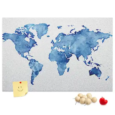 Korková tabule Mapa světa s akvarelem