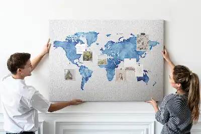 Korková tabule Mapa světa s akvarelem