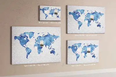 Korková nástěnná mapa světa s akvarelovým motivem