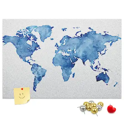 Korková tabule Mapa světa s akvarelem