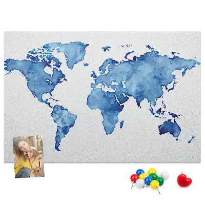 Korková tabule Mapa světa s akvarelem