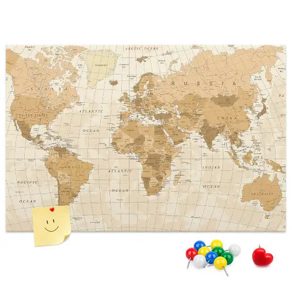 Nástěnka do dětského pokoje Politická mapa světa