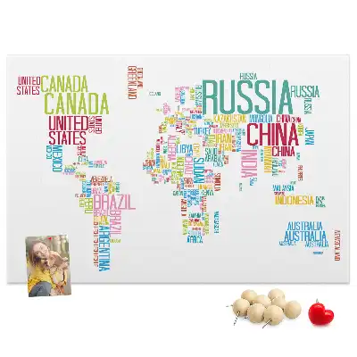 Nástěnka do dětského pokoje Mapa s názvy zemí