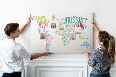 Nástěnka do dětského pokoje Mapa s názvy zemí