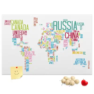 Nástěnka do dětského pokoje Mapa s názvy zemí