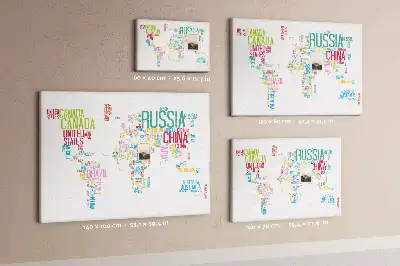 Nástěnka do dětského pokoje Mapa s názvy zemí