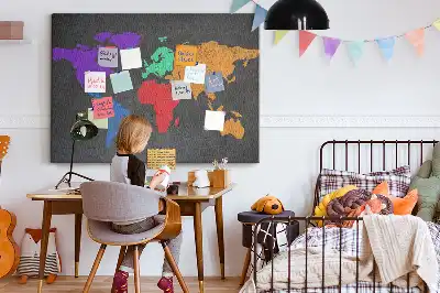 Nástěnka korková Mapa světa