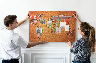 Nástěnka do dětského pokoje Mapa světa s vlajkami