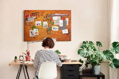Nástěnka do dětského pokoje Mapa světa s vlajkami