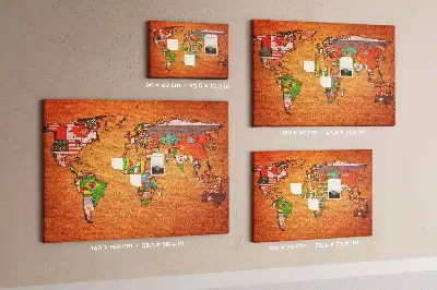 Nástěnka do dětského pokoje Mapa světa s vlajkami