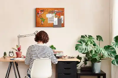 Nástěnka do dětského pokoje Mapa světa s vlajkami