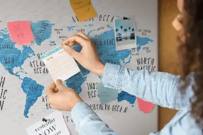 Nástěnka do dětského pokoje Modrá mapa světa
