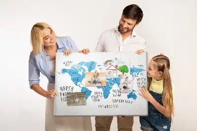 Nástěnka do dětského pokoje Modrá mapa světa