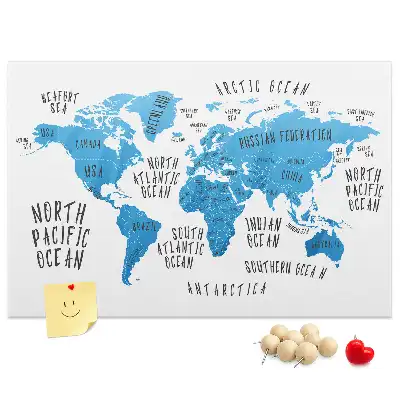 Nástěnka do dětského pokoje Modrá mapa světa