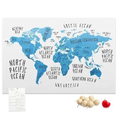 Nástěnka do dětského pokoje Modrá mapa světa