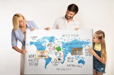 Nástěnka do dětského pokoje Modrá mapa světa