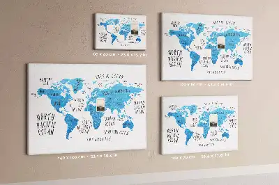 Nástěnka do dětského pokoje Modrá mapa světa