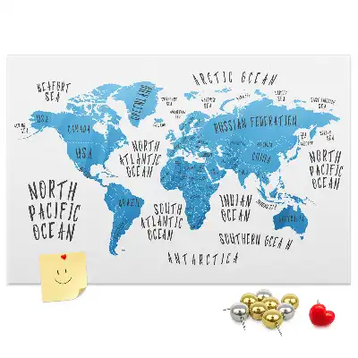 Nástěnka do dětského pokoje Modrá mapa světa