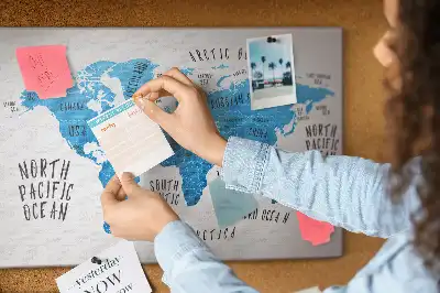 Nástěnka do dětského pokoje Modrá mapa světa