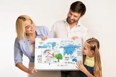 Nástěnka do dětského pokoje Modrá mapa světa