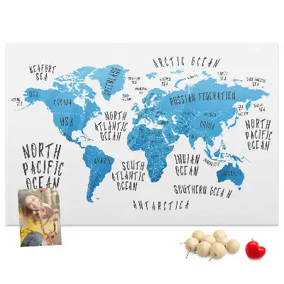 Nástěnka do dětského pokoje Modrá mapa světa