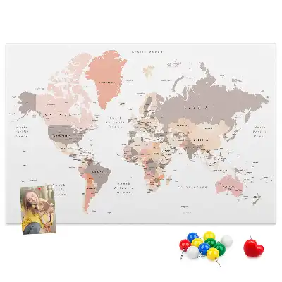 Nástěnka korková Podrobná mapa světa