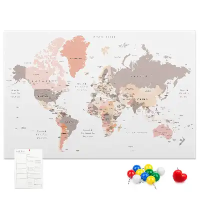 Nástěnka korková Podrobná mapa světa