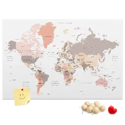 Nástěnka korková Podrobná mapa světa