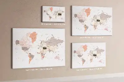 Nástěnka korková Podrobná mapa světa